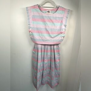 VTG 1960s Lang Originals Beautiful Multicolor Stripped 2 Piece Play Suit Dress
